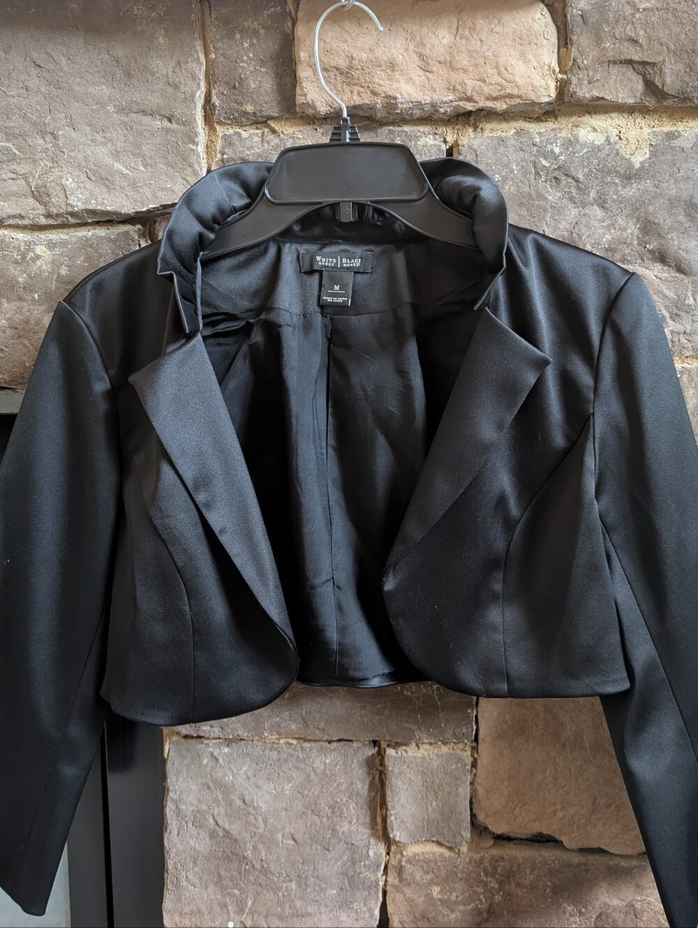 White House Black Market Black Cropped Satin Blazer